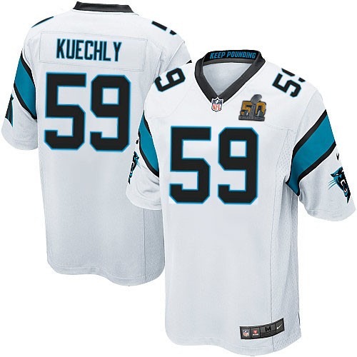 Nike Panthers 59 Luke Kuechly White Youth Super Bowl 50 Game Jersey - Click Image to Close