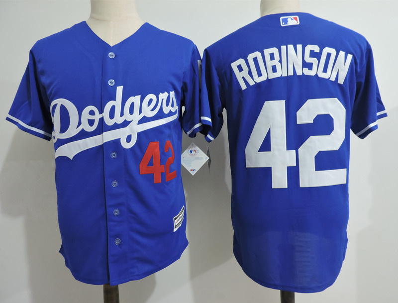 Dodgers 42 Jackie Robinson Blue Cool Base Jersey - Click Image to Close