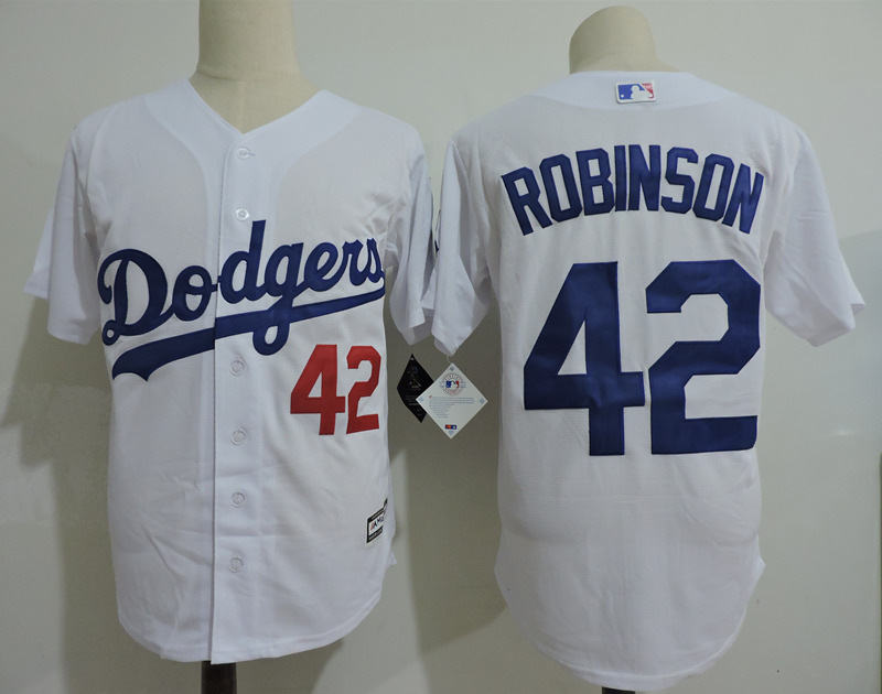 Dodgers 42 Jackie Robinson White Cool Base Jersey