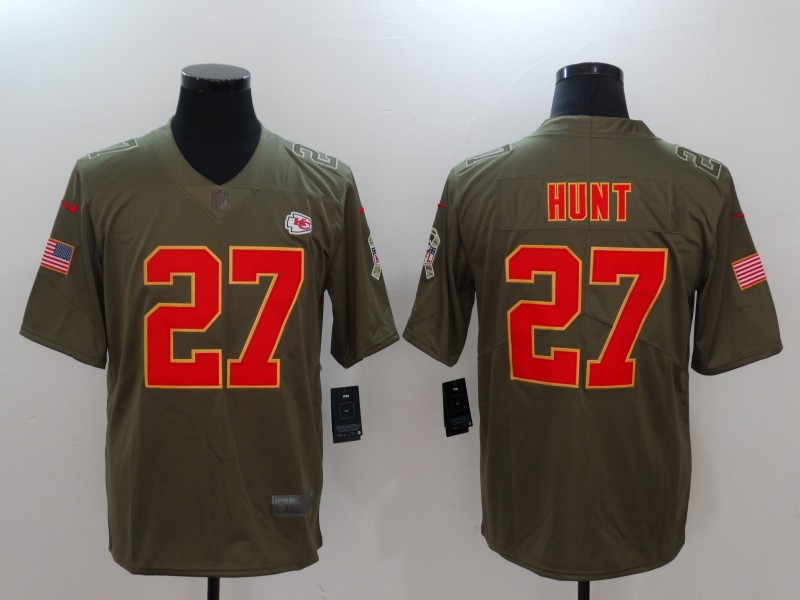 Nike Chiefs 27 Kareem Hunt Olive Salute To Service Limited Jersey - Click Image to Close