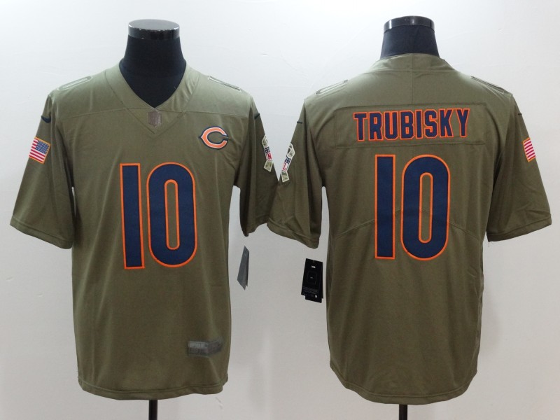 Nike Bears 10 Mitchell Trubisky Olive Salute To Service Limited Jersey
