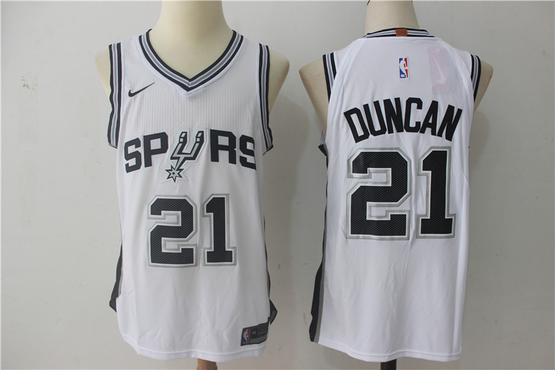 Spurs 21 Tim Duncan White Nike Authentic Jersey