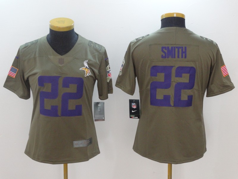 Nike Vikings 22 Harrison Smith Olive Women Salute To Service Limited Jersey