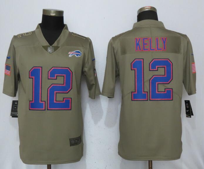 Nike Bills 12 Jim Kelly Olive Salute To Service Limited Jersey