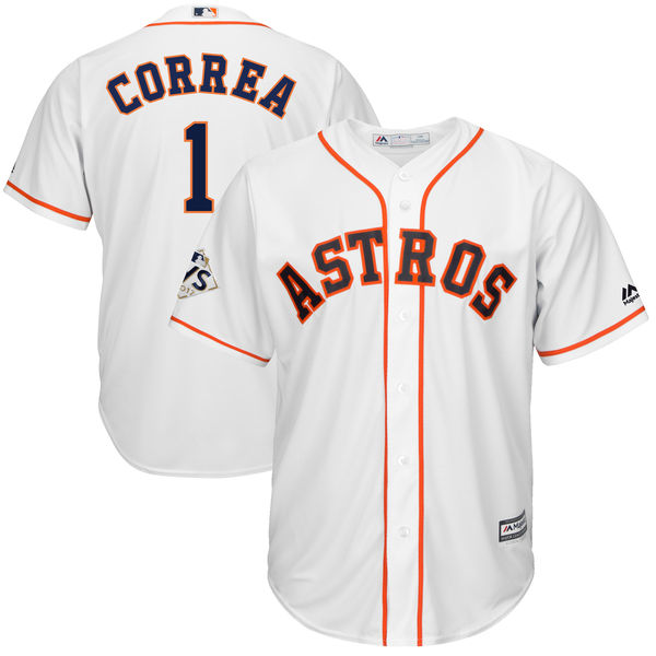 Astros 1 Carlos Correa White 2017 World Series Bound Cool Base Player Jersey - Click Image to Close