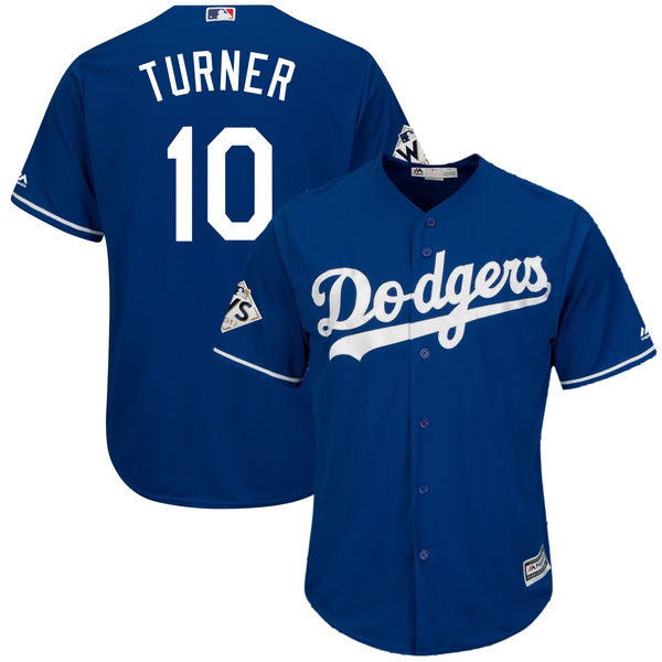 Dodgers 10 Justin Turner Royal 2017 World Series Bound Cool Base Player Jersey