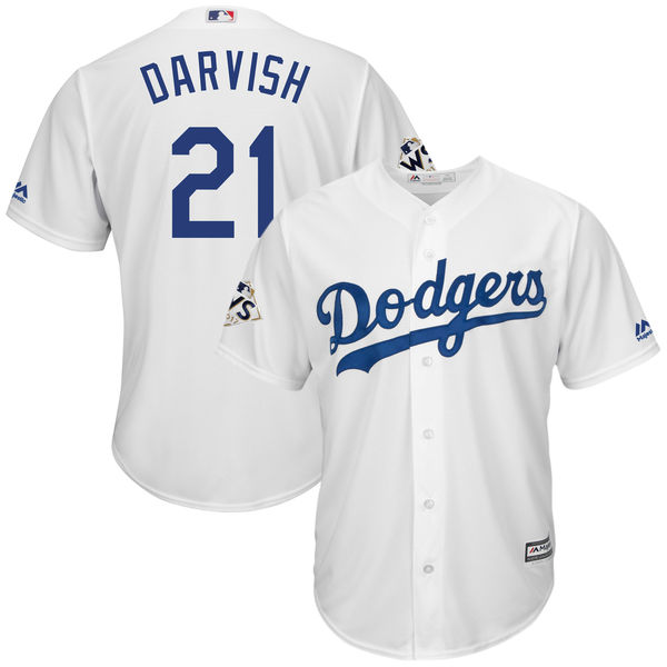 Dodgers 21 Yu Darvish White 2017 World Series Bound Cool Base Player Jersey - Click Image to Close