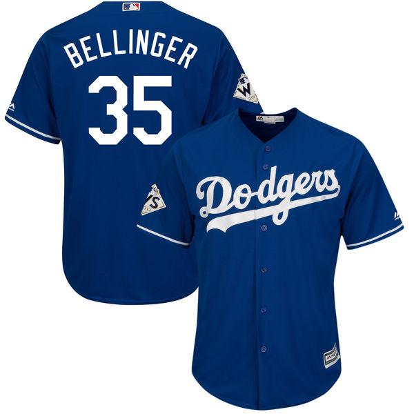 Dodgers 35 Cody Bellinger Royal 2017 World Series Bound Cool Base Player Jersey - Click Image to Close