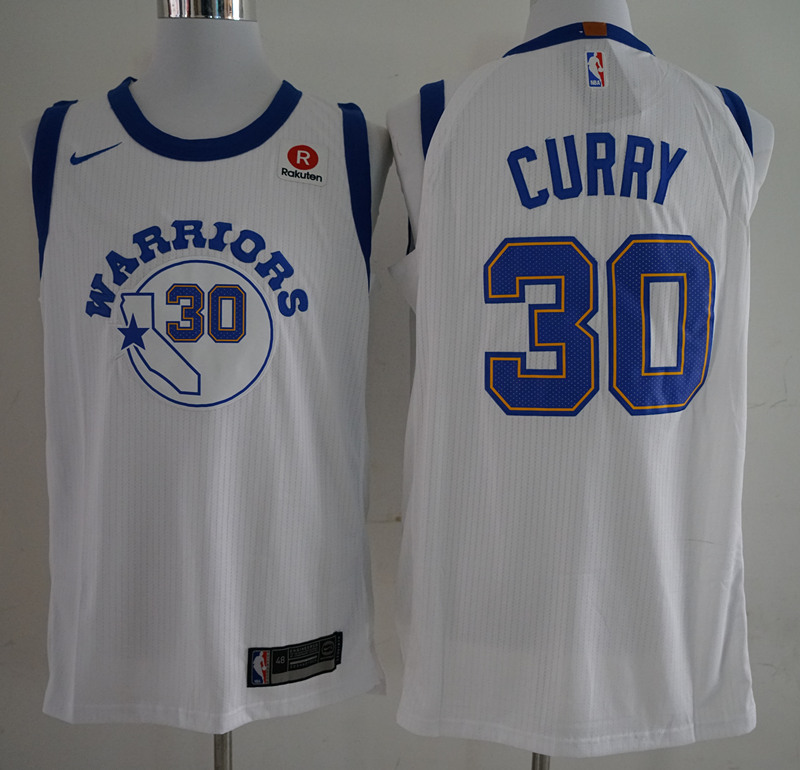 Warriors 30 Stephen Curry White Nike Throwback Authentic Jersey