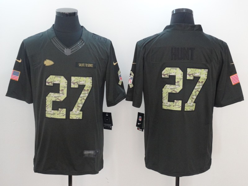 Nike Chiefs 27 Kareem Hunt Anthracite Salute To Service Limited Jersey