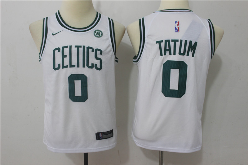 Celtics 0 Jayson Tatum White Nike Youth Swingman Jersey