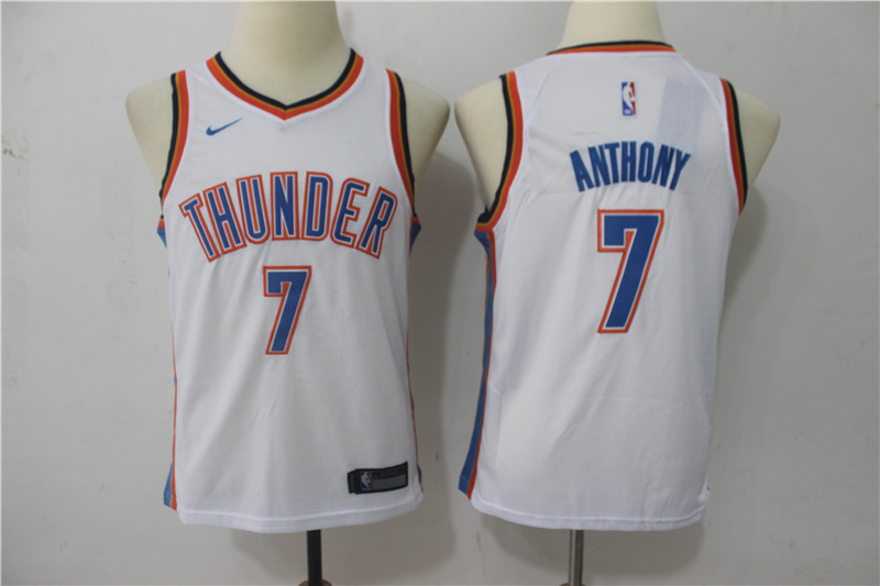 Thunder 7 Carmelo Anthony White Nike Youth Swingman Jersey