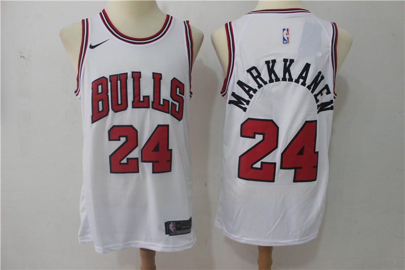 Bulls 24 Laur Markkanen White Nike Swingman Jersey - Click Image to Close