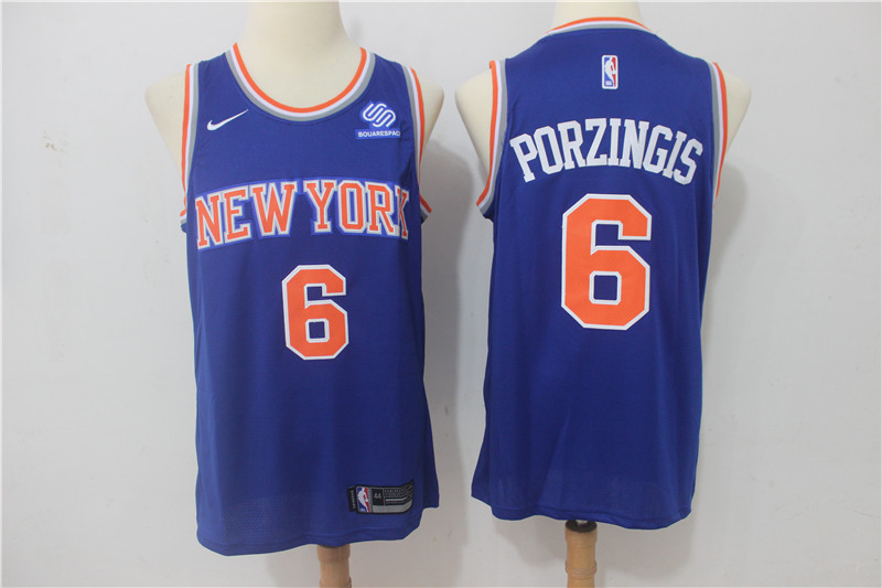 Knicks 6 Kristaps Porzingis Blue Nike Swingman Jersey