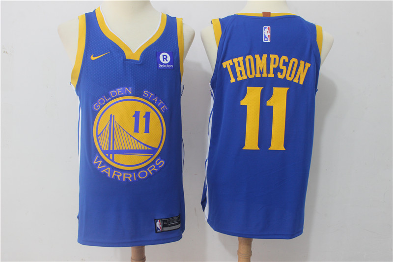 Warriors 11 Klay Thompson Blue Nike Authentic Jersey