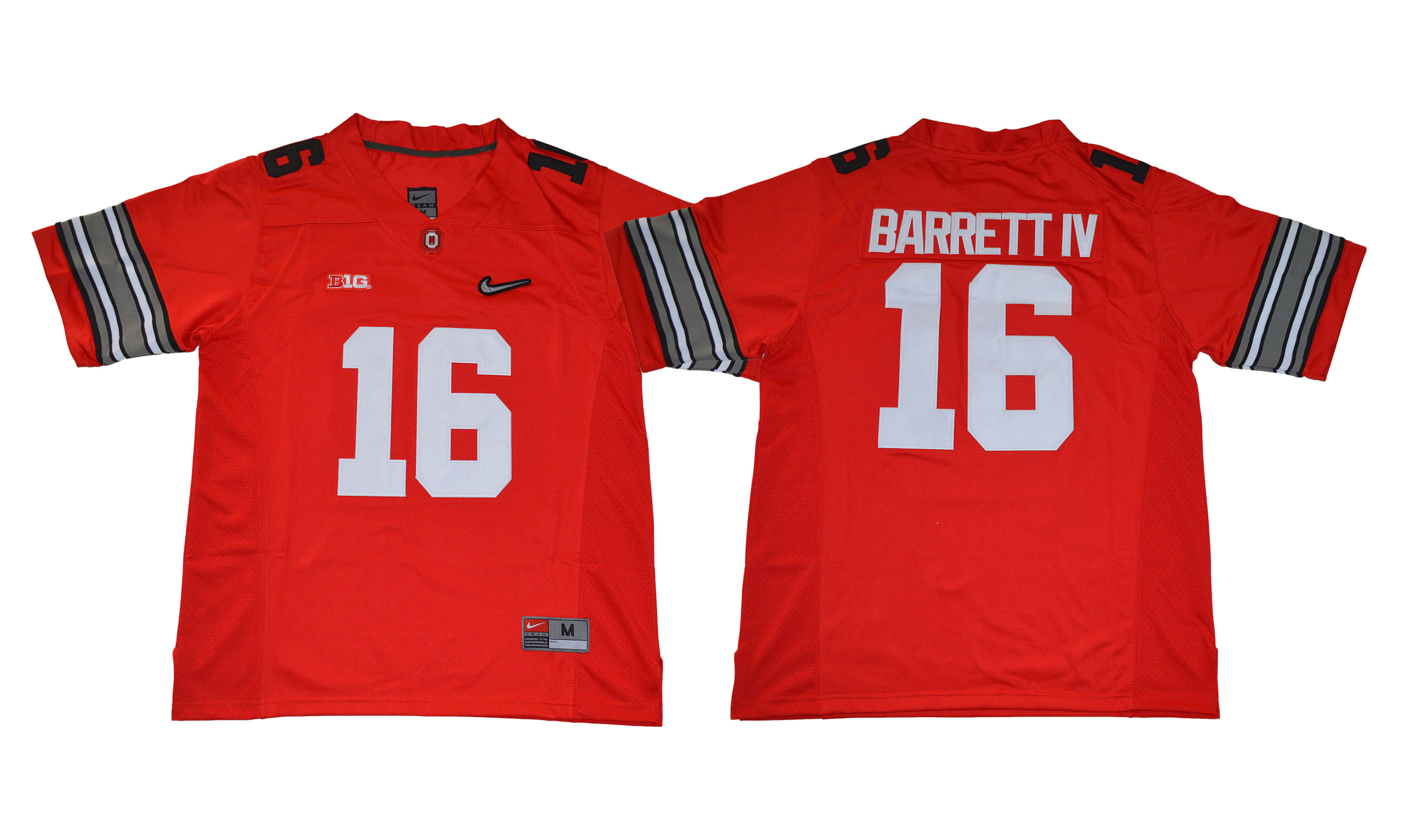 Ohio State Buckeyes 16 J.T. Barrett IV Red With Diamond Logo College Football Jersey