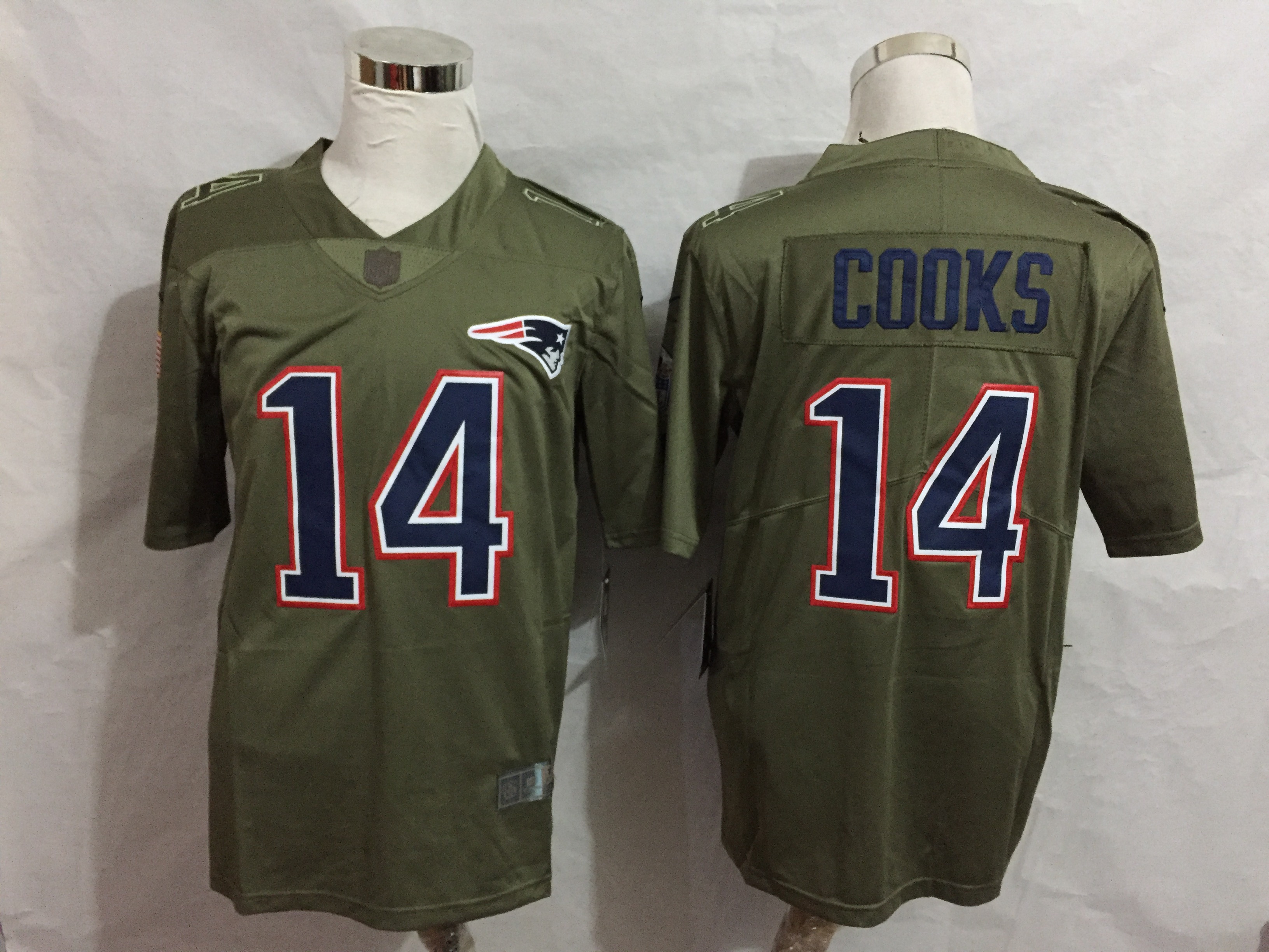 Nike Patriots 14 Brandin Cooks Olive Salute To Service Limited Jersey