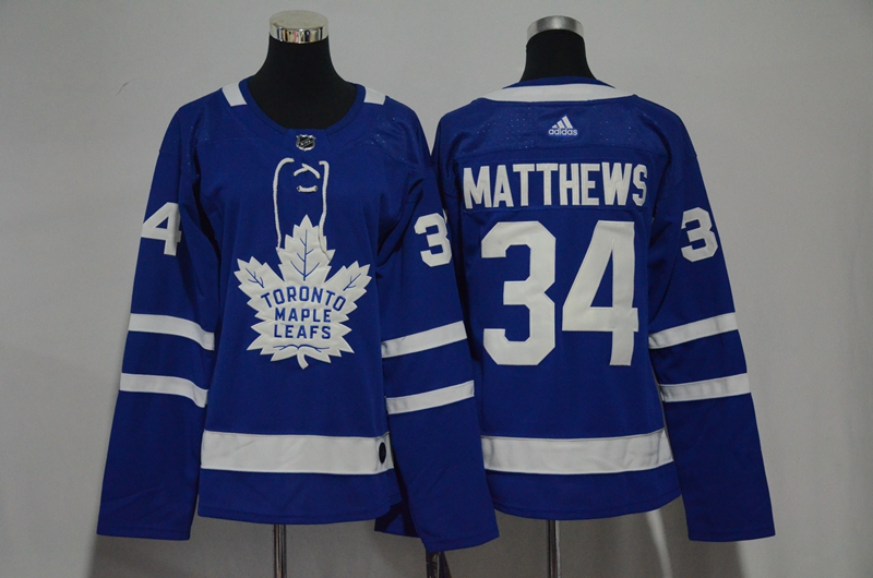 Maple Leafs 34 Auston Matthews Blue Women Adidas Jersey