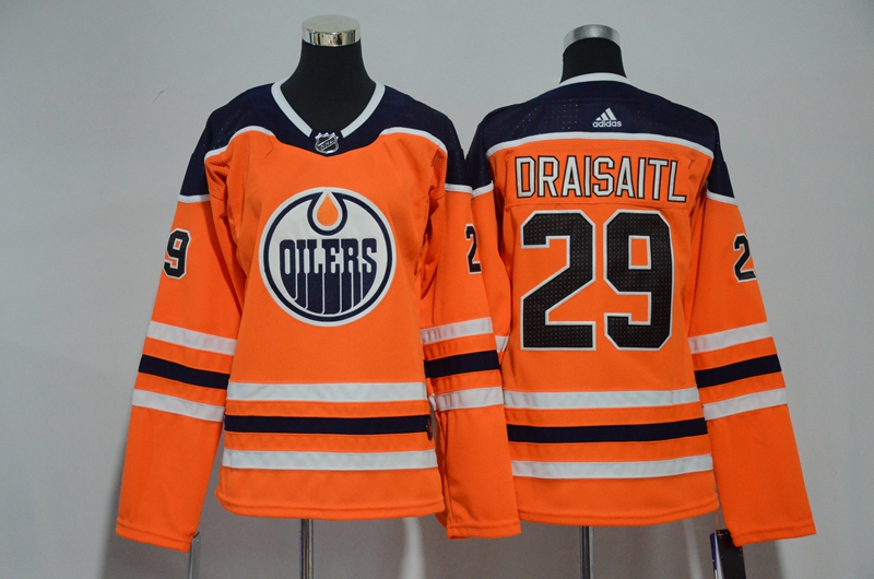 Oilers 29 Leon Draisaitl Orange Women Adidas Jersey