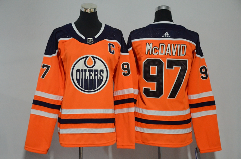 Oilers 97 Connor McDavid Orange Women Adidas Jersey - Click Image to Close