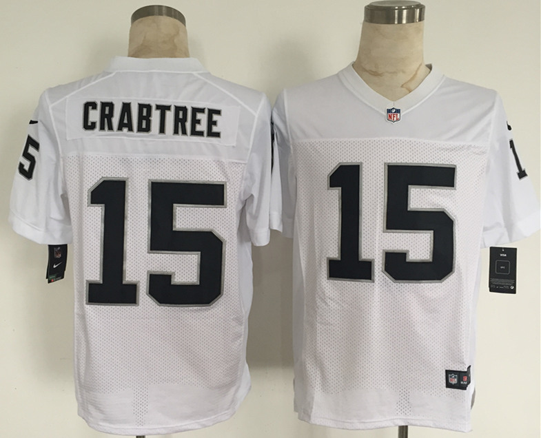 Nike Raiders 15 Michael Crabtree White Big Size Elite Jersey