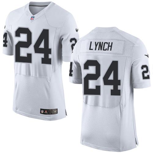 Nike Raiders 24 Marshawn Lynch White Big Size Elite Jersey