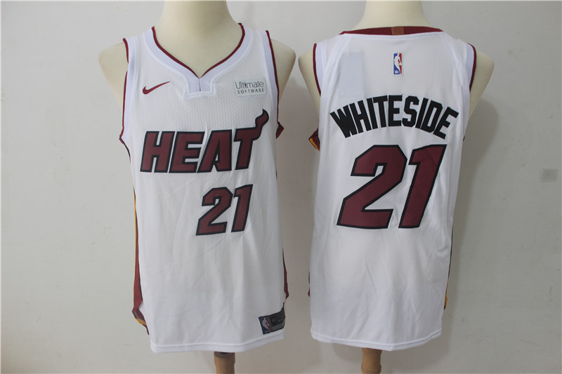 Heat 21 Hassan Whiteside White Nike Authentic Jersey