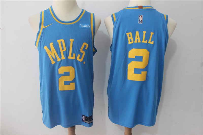 Lakers 2 Lonzo Ball Light Blue Nike Throwback Authentic Jersey