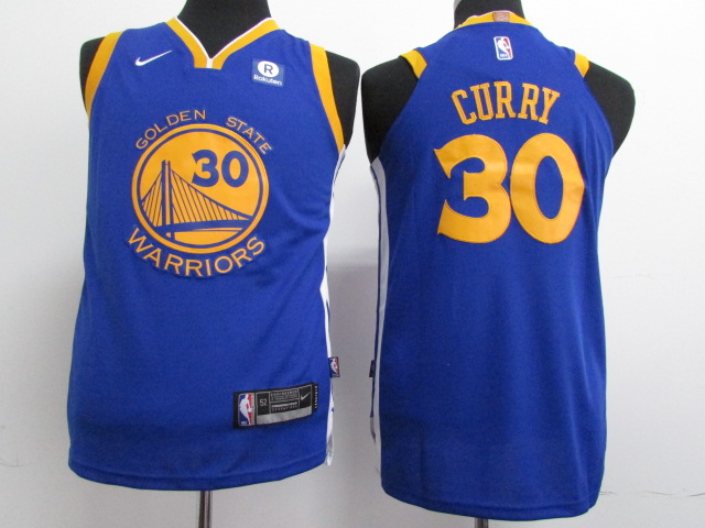 Warriors 30 Stephen Curry Blue Youth Nike Authentic Jersey - Click Image to Close