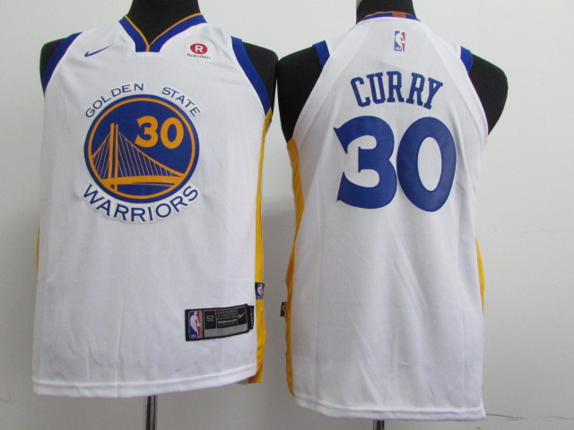 Warriors 30 Stephen Curry White Youth Nike Authentic Jersey - Click Image to Close