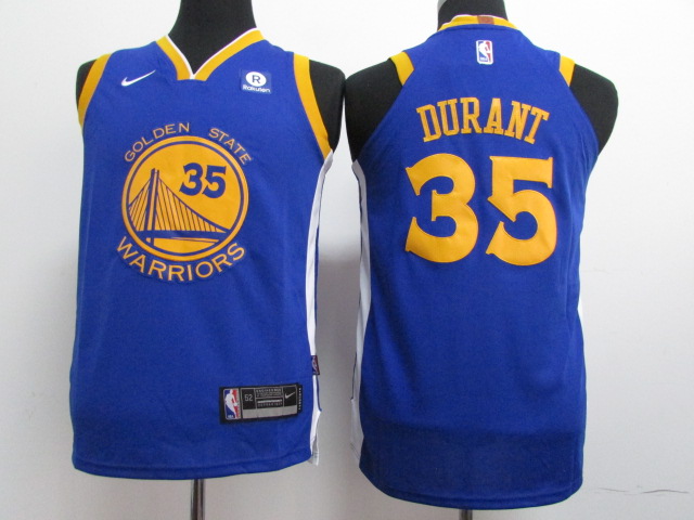 Warriors 35 Kevin Durant Blue Youth Nike Authentic Jersey - Click Image to Close