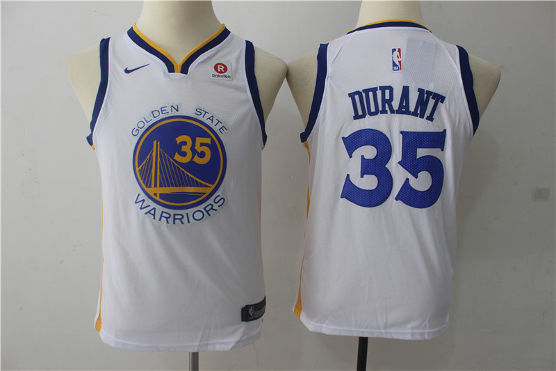 Warriors 35 Kevin Durant White Youth Nike Swingman Jersey