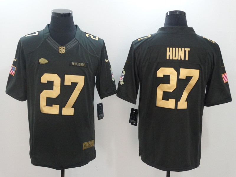 Nike Chiefs 27 Kareem Hunt Anthracite Gold Salute To Service Limited Jersey