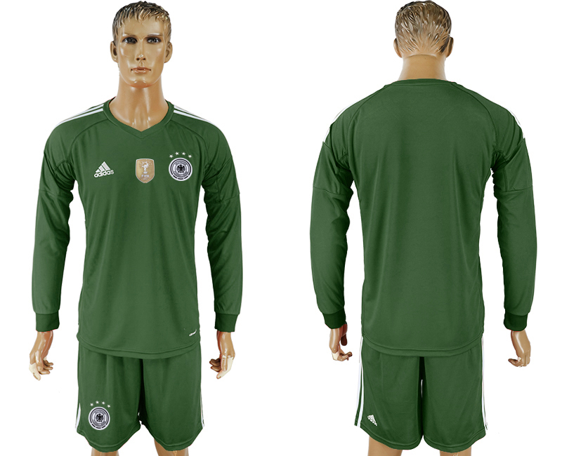 Germany Military Green Goalkeeper 2018 FIFA World Cup Long Sleeve Soccer Jersey