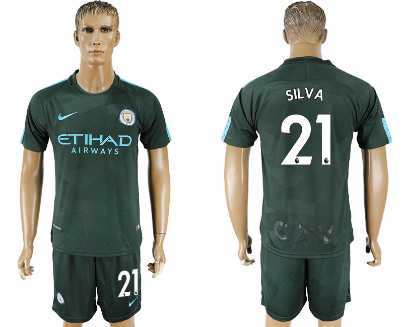 2017-18 Manchester City 21 SILVA Away Soccer Jersey