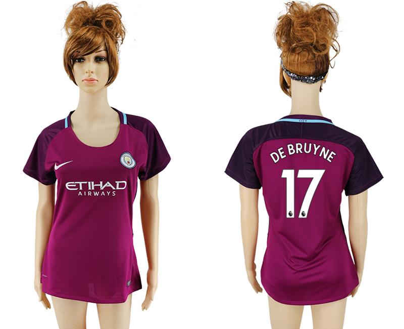 2017-18 Manchester City 17 DE BRUYNE Away Women Soccer Jersey