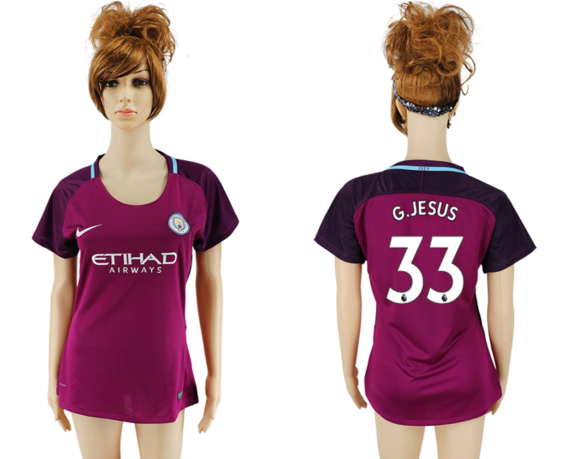 2017-18 Manchester City 33 G. JESUS Away Women Soccer Jersey