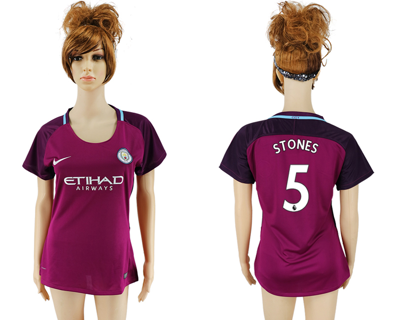 2017-18 Manchester City 5 STONES Away Women Soccer Jersey