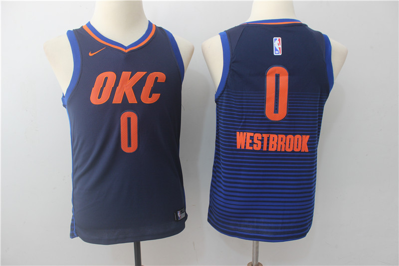 Thunder 0 Russell Westbrook Navy Youth Nike Swingman Jersey - Click Image to Close