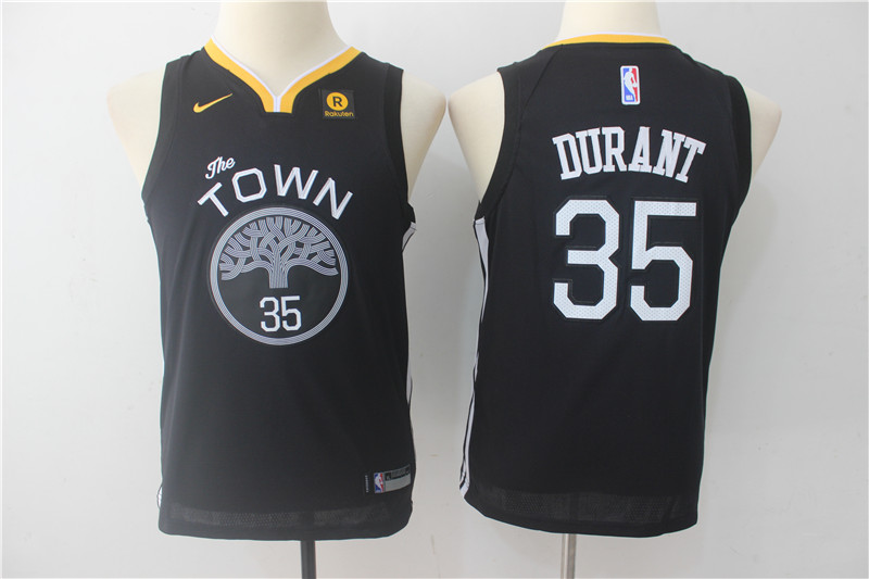 Warriors 35 Kevin Durant Black Youth The Town Nike Swingman Jersey
