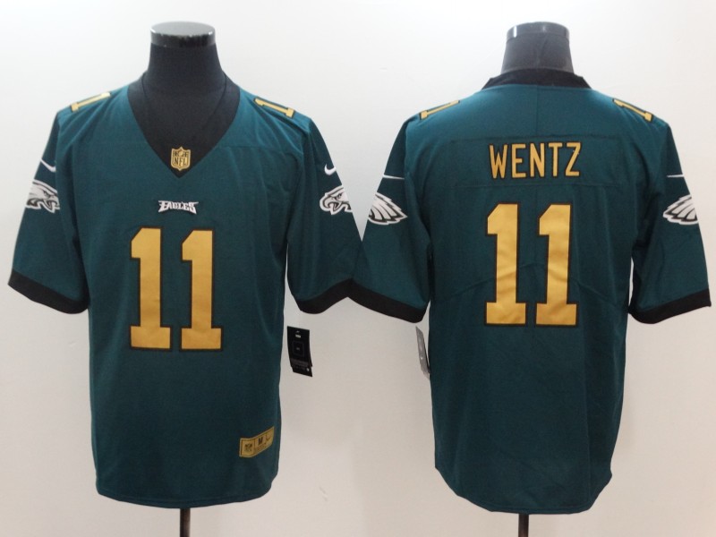Nike Eagles 11 Carson Wentz Green Gold Youth Vapor Untouchable Player Limited Jersey