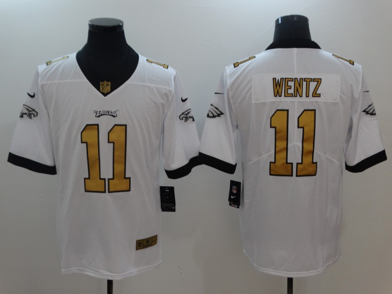 Nike Eagles 11 Carson Wentz White Gold Youth Vapor Untouchable Player Limited Jersey