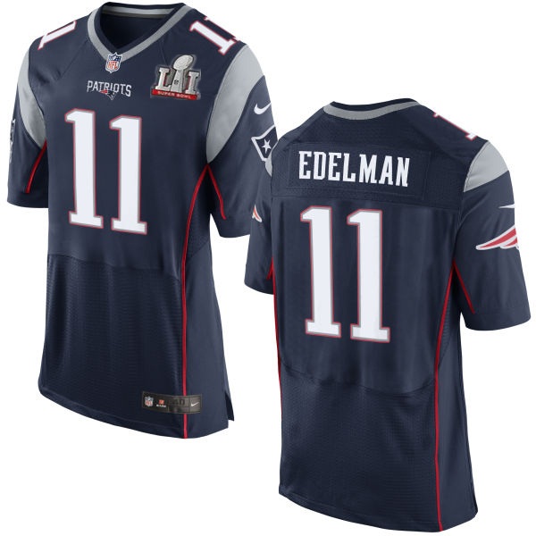 Nike Patriots 11 Julian Edelman Navy 2017 Super Bowl LI Elite Jersey - Click Image to Close