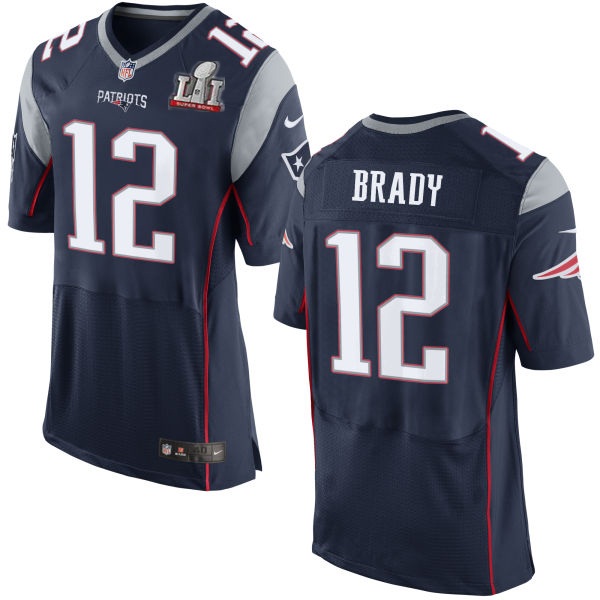 Nike Patriots 12 Tom Brady Navy 2017 Super Bowl LI Elite Jersey