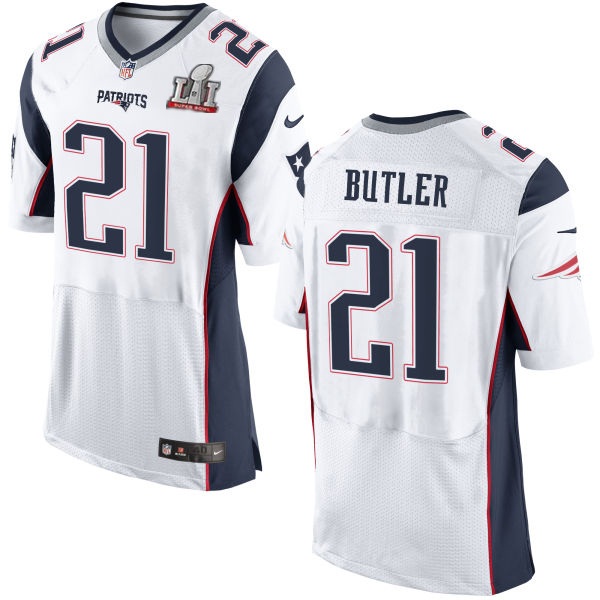 Nike Patriots 21 Malcolm Butler White 2017 Super Bowl LI Elite Jersey