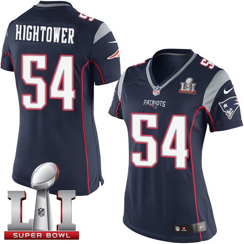 Nike Patriots 54 Dont'a Hightower Navy Women 2017 Super Bowl LI Game Jersey