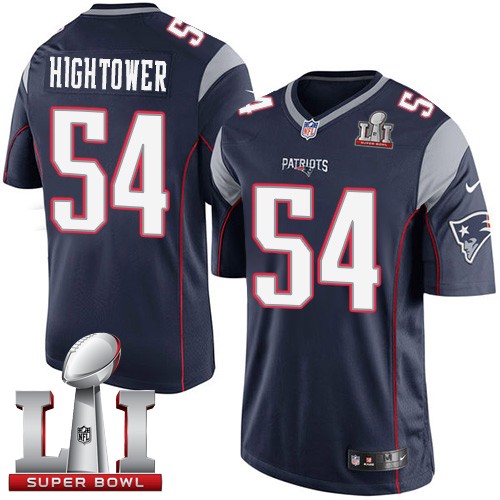 Nike Patriots 54 Dont'a Hightower Navy Youth 2017 Super Bowl LI Game Jersey