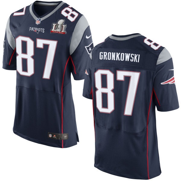 Nike Patriots 87 Rob Gronkowski Navy 2017 Super Bowl LI Elite Jersey
