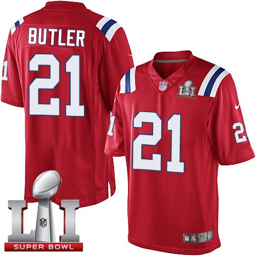 Nike Patriots 21 Malcolm Butler Red Youth 2017 Super Bowl LI Game Jersey