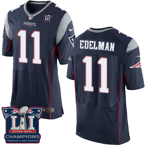Nike Patriots 11 Julian Edelman Navy 2017 Super Bowl LI Champions Elite Jersey